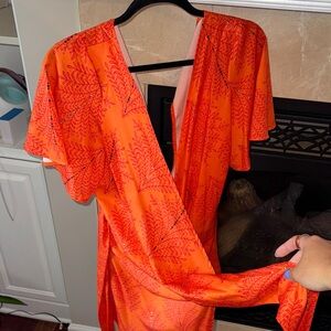 Cupshe Orange Mini Dress with Leaf Pattern